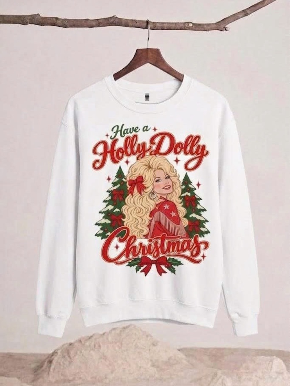 Have A Holly Dolly Christmas Sweatshirt Retro Dolly Parton Holiday Crewne